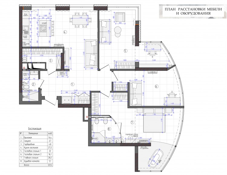 Планування - Дизайн-проект 4-х кімнатної квартири в ЖК Зарічний - студія дизайну KEY Design